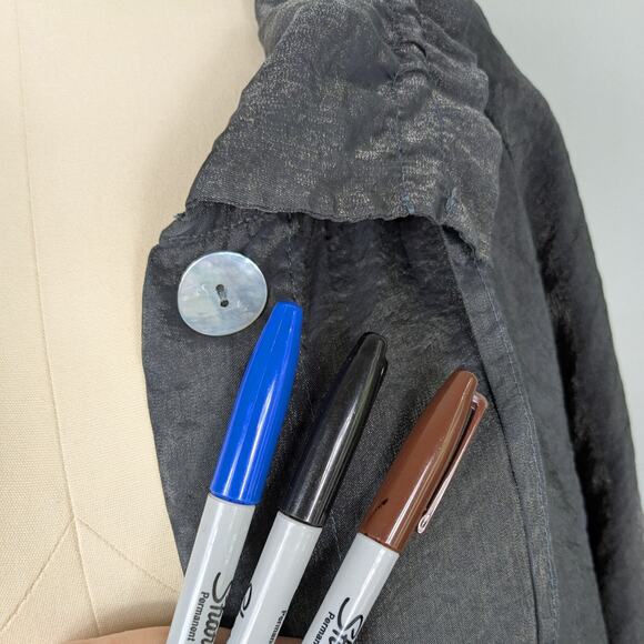 Cut Loose Topper Jacket L Gray Crinkle Lagenlook Artsy Eclectic Glam Coat - Picture 10 of 12